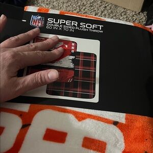 NFL Super Soft Double Sided Plush Throw - Orange and Black Cleveland Browns